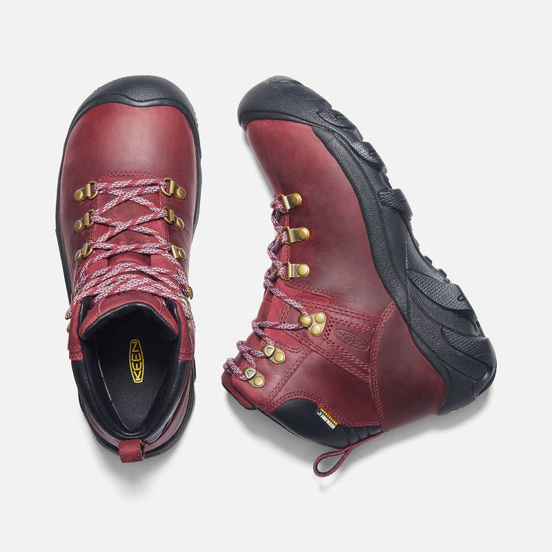 Keen Pyrenees Wanderstiefel Damen DE-50976 Tibetan Red/Black - Keen Damenschuhe Rot